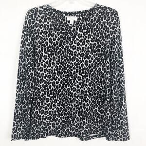 Charter Club Womens Top Medium Quiet Luxury Old Money Animal Print Dressy Chic
